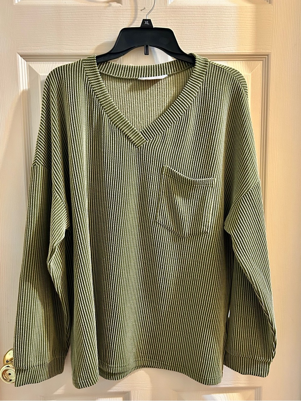 Kirundo Green Sweater Women’s Large Drop Shoulder Cozy Pullover
